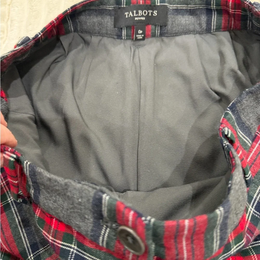 Talbots Plaid Straight Leg 0P preppy dark light academia lined wool blend geek - Picture 14 of 14